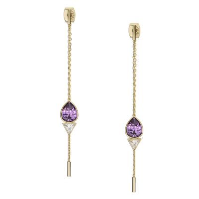 Ear Party Amethyst Purple and Clear Crystal Drop Earrings