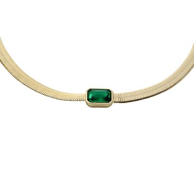 Evergreen Gems Emerald Green Crystal Chain Bracelet