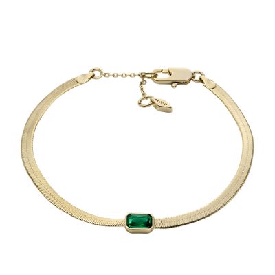 Evergreen Gems Emerald Green Crystal Chain Bracelet