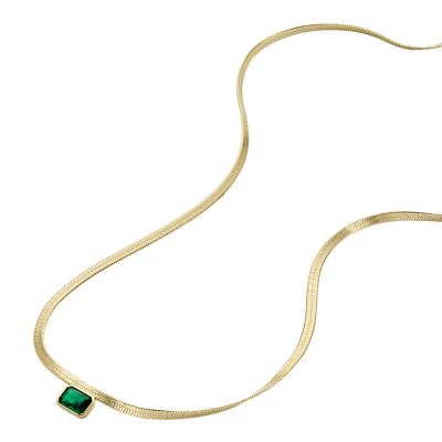 Evergreen Gems Emerald Green Crystal Chain Necklace