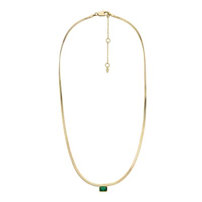 Evergreen Gems Emerald Green Crystal Chain Necklace