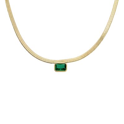 Evergreen Gems Emerald Green Crystal Chain Necklace