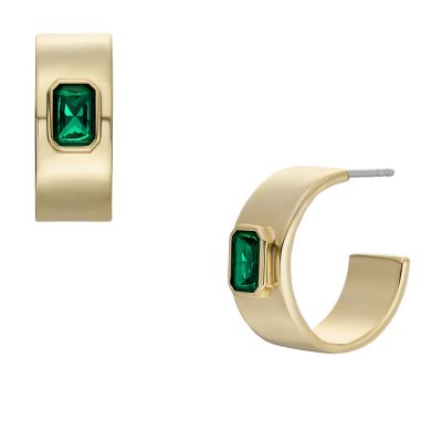 Evergreen Gems Emerald Green Crystal Hoop Earrings