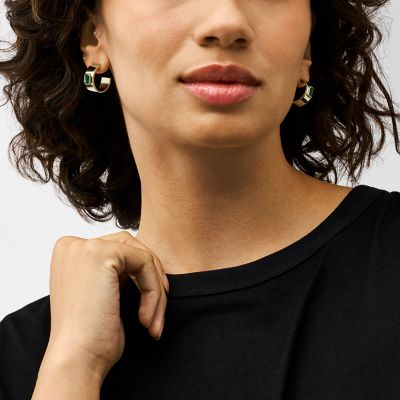 Evergreen Gems Emerald Green Crystal Hoop Earrings