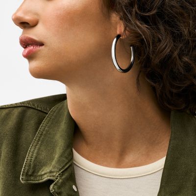 シルバートーン ブラス フープピアス - JOA00921040 - Fossil 