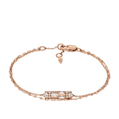 Fossil Outlet Armband Hazel Sparkling Baguettes mehrreihig Metall roségoldfarben - Roségoldfarben