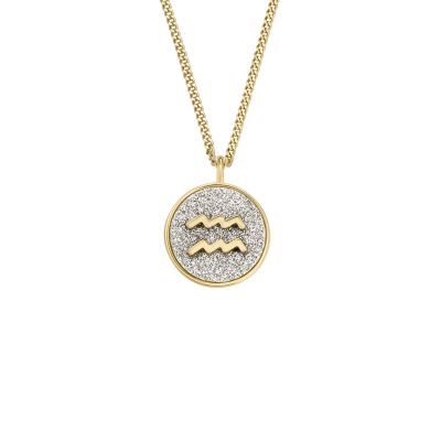 Fossil Outlet Kette Zodiac Aquarius Anhänger Glitz-Papier silberfarben - Goldfarben