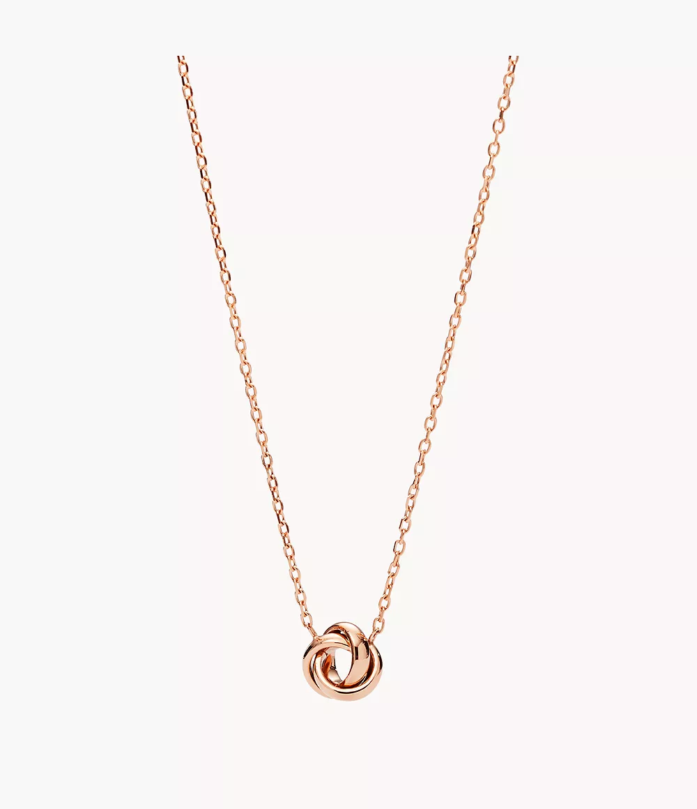 Artikel klicken und genauer betrachten! - Der Anhänger an dieser Halskette ist ein flexibler Knoten aus roségoldfarbenem Edelstahl. | im Online Shop kaufen