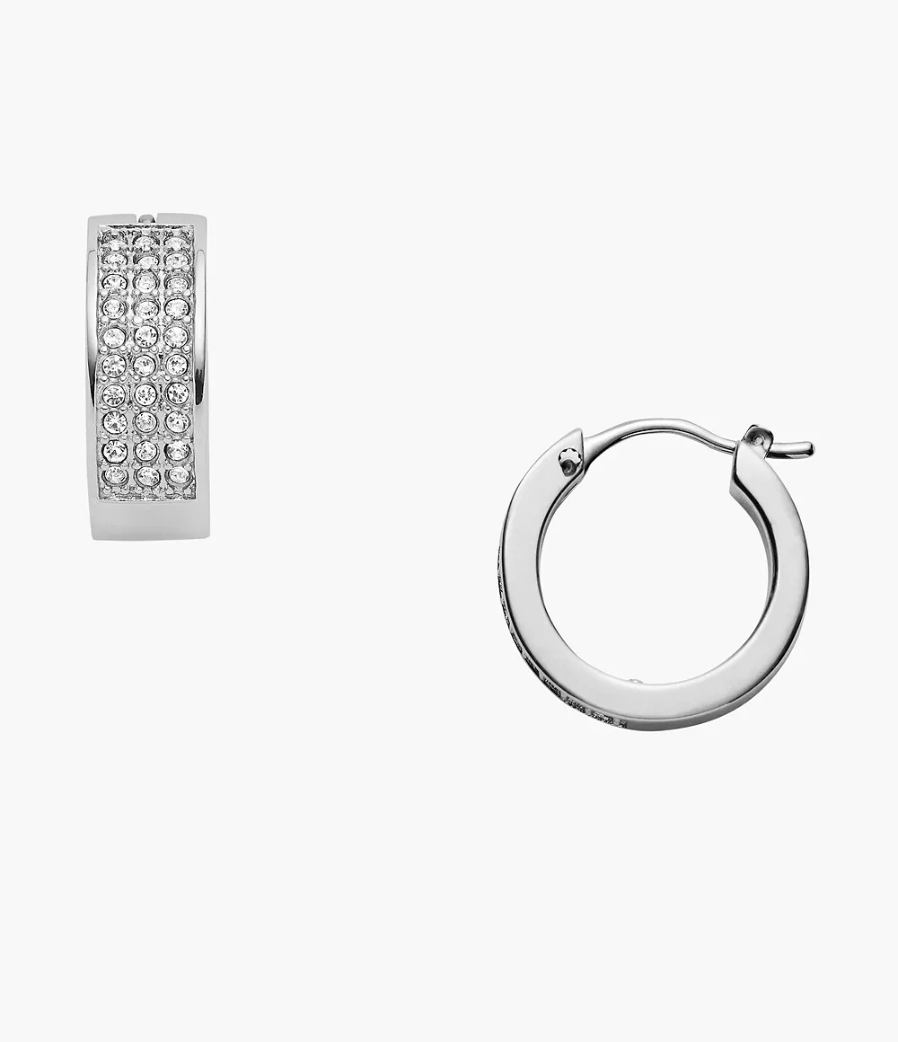 Pave Stainless Steel Huggie Hoops jewelry JOF00168040
