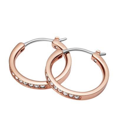 Glitz Rose Gold-Tone Steel Huggie Hoops