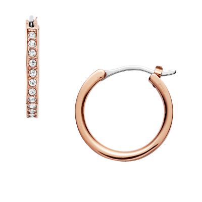 Glitz Rose-Gold-Tone Steel Huggie Hoops