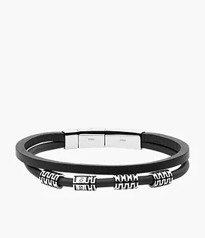 Black Leather Multi-Strand Bracelet