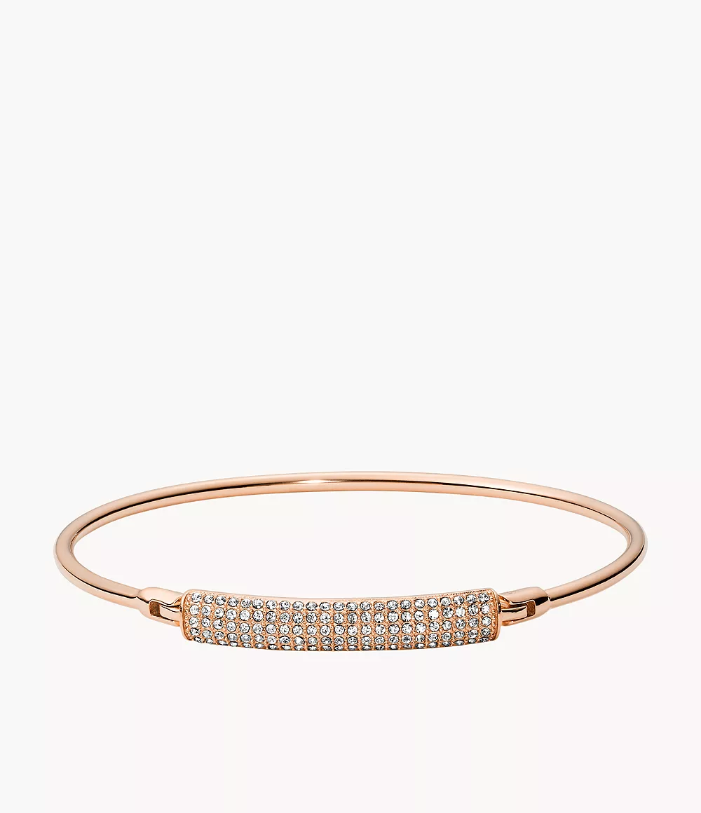 Fossil Rose Gold Tone Pave Ball Cuff Bracelet 