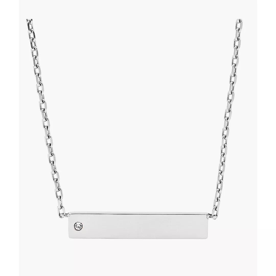 Fossil Women's Bar Stainless Steel Necklace - Silver