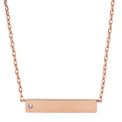 Bar Rose Gold-Tone Stainless Steel Necklace