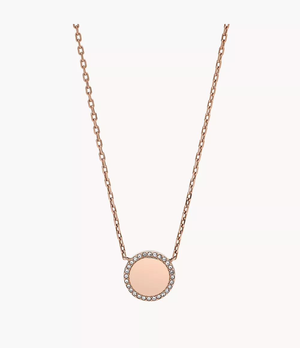Pavé Disc Rose Gold-Tone Stainless Steel Necklace jewelry JOF00491791
