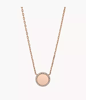 Pavé Disc Rose Gold-Tone Stainless Steel Necklace