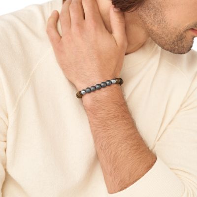 Tiger's Eye, Hematite and Steel Bracelet - JOF00492040 - Fossil