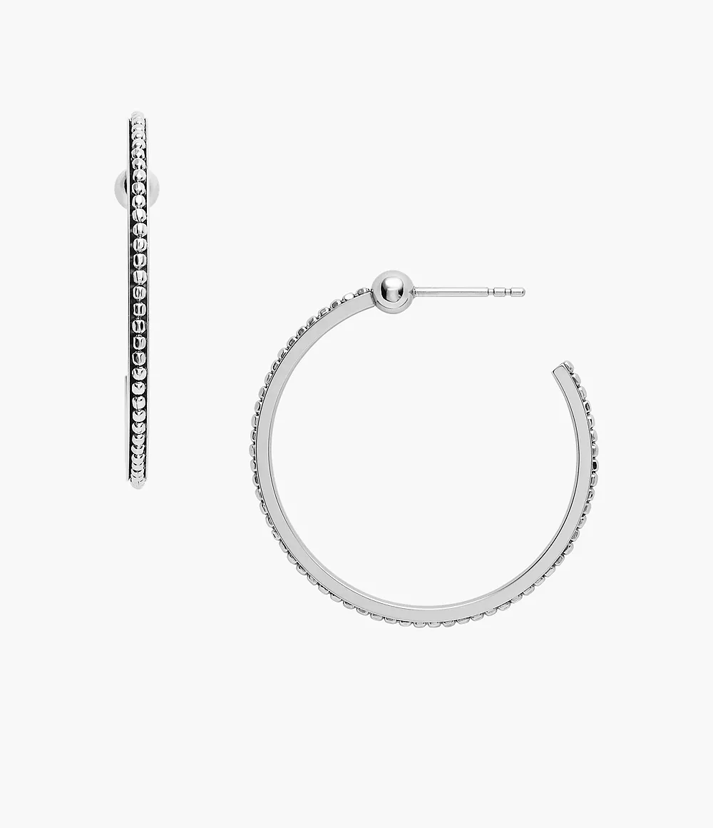 Textured Stainless Steel Hoops jewelry JOF00503040
