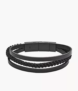 Triple-Strand Black Leather Bracelet