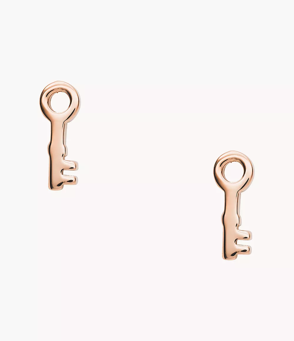 Artikel klicken und genauer betrachten! - Diese Ohrstecker in Schlüsselform sind aus roségoldfarbenem Edelstahl. Exklusives Outlet Modell. | im Online Shop kaufen