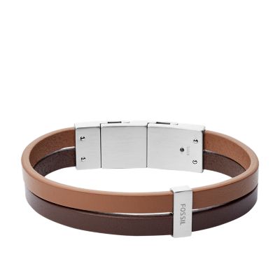 Fossil Herren Herren Armband Two-Tone Double Strand Leather