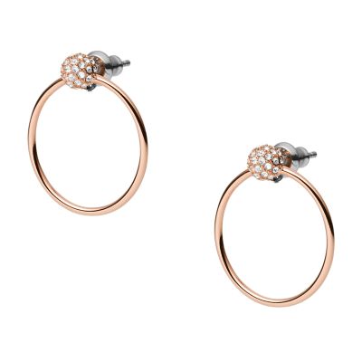 Rose Gold Tone Stainless Steel Drop Earrings Jof Fossil
