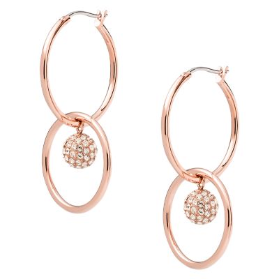 Rose Gold Tone Stainless Steel Drop Earrings Jof Fossil