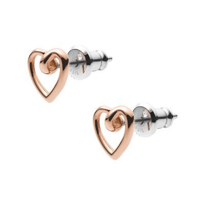 Fossil rose gold sales heart earrings