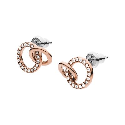 Stainless Steel Round Charm Rose Gold Earrings Jewelry Vintage