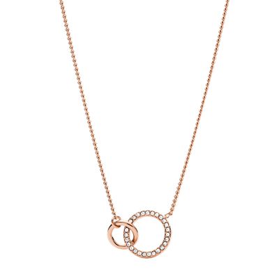 Drew Rose Gold-Tone Stainless Steel Bar Chain Necklace - JF03696791 - Fossil