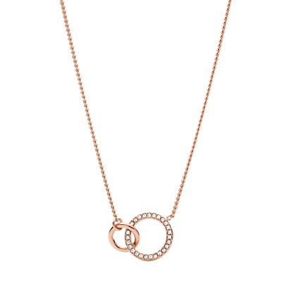 Collier pendentif en acier inoxydable doré rose