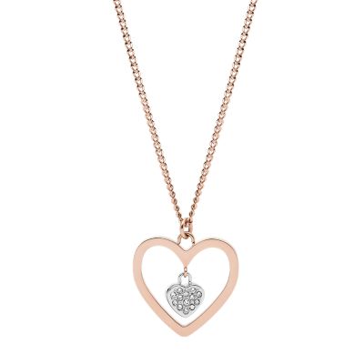 Fossil Femmes Collier pendentif en acier inoxydable doré rose -Doré rose