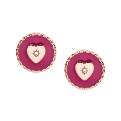 Pink Stainless Steel Stud Earrings