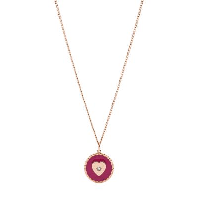 Pink Stainless Steel Pendant Necklace