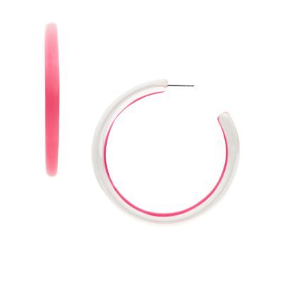 Pink Resin Hoop Earrings