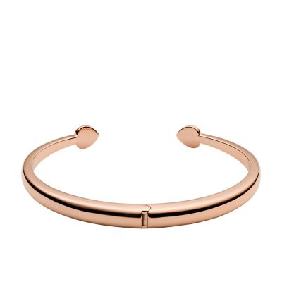 Bracelet Jonc Femme avec Zircone - Acier Inoxydable Couleur Or Rose