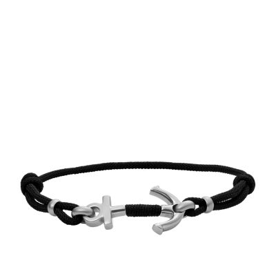 Heritage D-Link Black Leather Bracelet