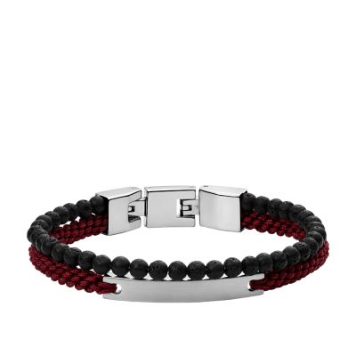 

Fossil Outlet Homme Bracelet multi-rangs en pierres de lave noir