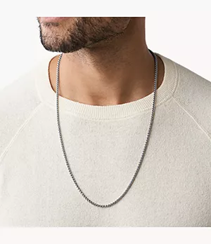 Silver-Tone Stainless Steel Chain Necklace