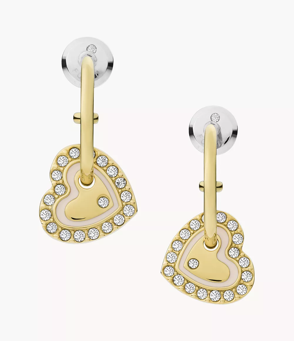Fossil Femmes Boucles d’oreilles pendantes en acier inoxydable dorées -Doré