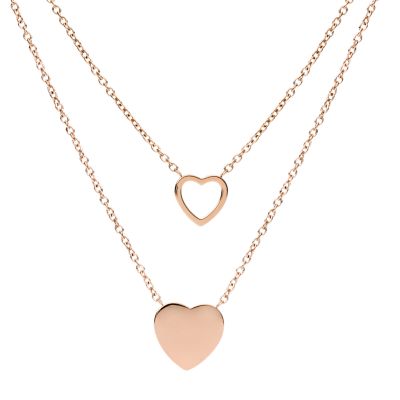 Collana multifilo Sadie in acciaio color oro rosa con cuore piegato -  JF03648791 - Fossil