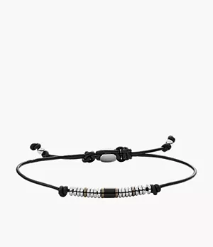 Bracelet de perles en cuir et agate noire