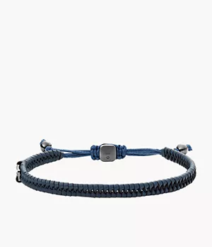 Blue Leather Strap Bracelet