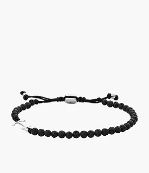 Bracelet de perles en pierres de lave noires