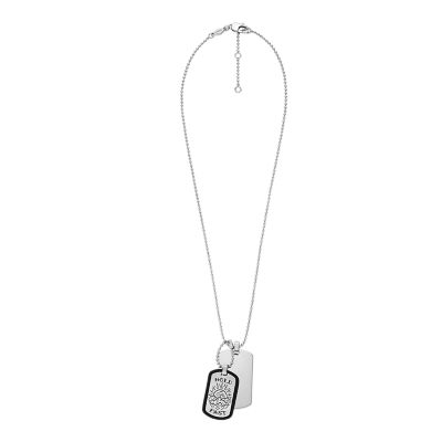 Fossil Men Stainless Steel Dog Tag Necklace