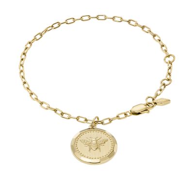 Fossil Women Gold-Tone Stainless Steel Chain Bracelet