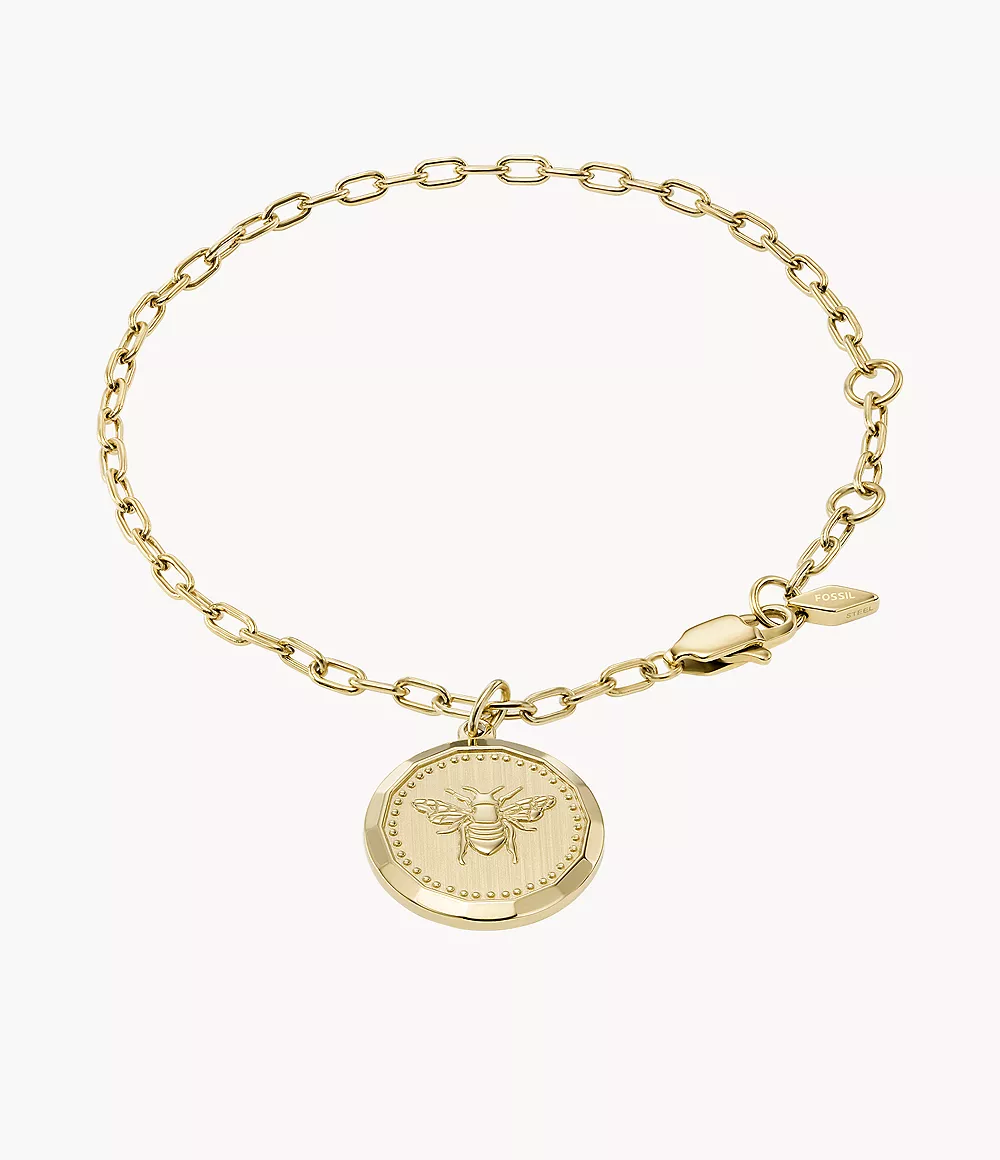 Fossil Women Gold-Tone Stainless Steel Chain Bracelet