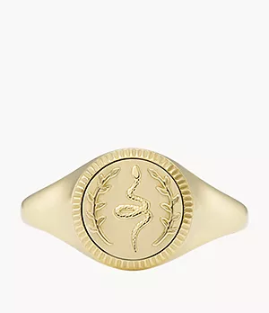 Sawyer Gold-Tone Stainless Steel Signet Ring