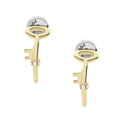 Gold-Tone Stainless Steel Hoop Earrings - JOF00960710 - Fossil